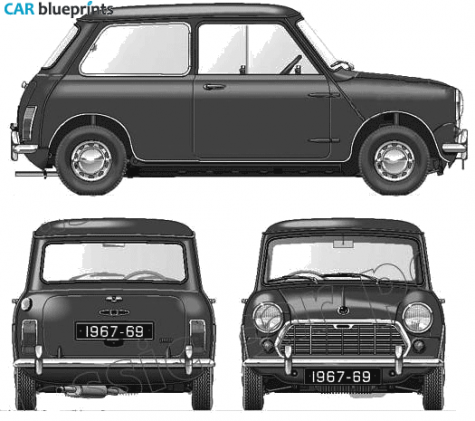 1967 Morris Mini Mk II Super Deluxe 1000cc Hatchback blueprint