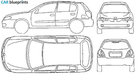 2000 Nissan Almera N16 5-door Hatchback blueprint