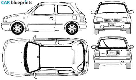 2000 Nissan Micra 3 door Hatchback blueprint