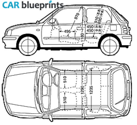 2001 Nissan Micra 3 door Hatchback blueprint