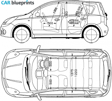 2005 Nissan Note Hatchback blueprint