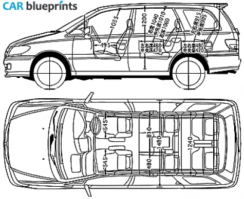 2002 Nissan Presage Minivan blueprint