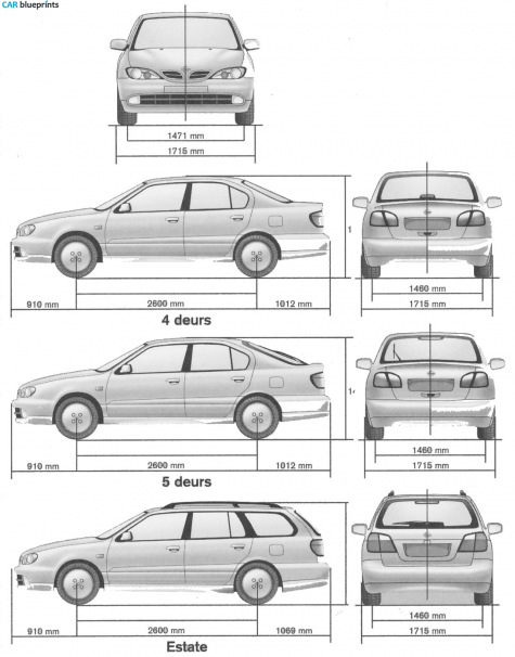 2000 Nissan Primera Sedan blueprint