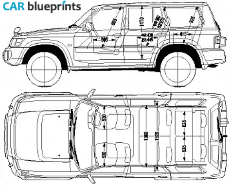 2001 Nissan Safari 5 door SUV blueprint