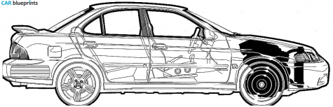 2002 Nissan Sentra SE R Sedan blueprint