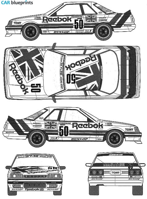 1989 Nissan Skyline GS-R HR31 Reebok Coupe blueprint