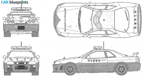 2001 Nissan Skyline GT-R BNR34 Patrolcar Saitama Kenkei Coupe blueprint