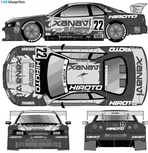 2001 Nissan Skyline GT R34 Coupe blueprint