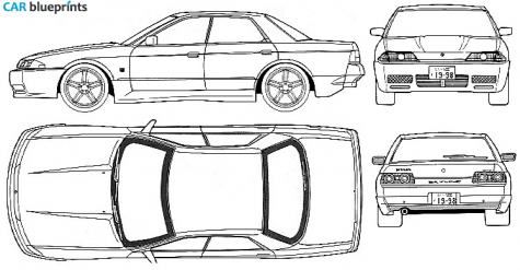 1990 Nissan Skyline GT R r32 4 door Sedan blueprint