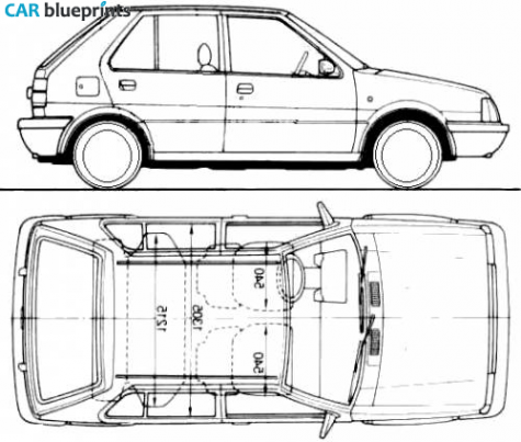 1990 Nissan Micra K10 5 door Hatchback blueprint