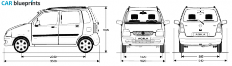 2003 Opel Agila Hatchback blueprint