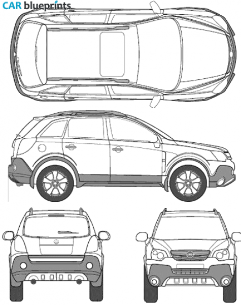 2008 Opel Antara SUV blueprint