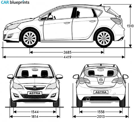 2010 Opel Astra Hatchback blueprint