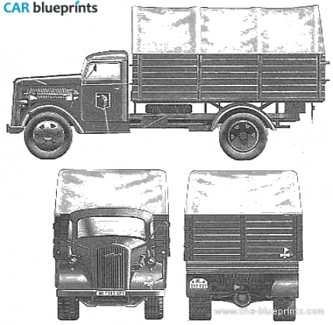 1941 Opel Biltz Kfz 305 3-ton 4x2 Cargo Truck blueprint