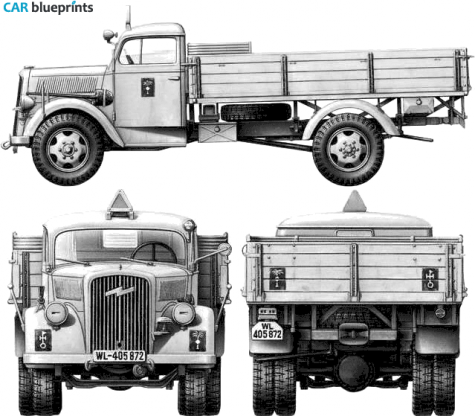 1939 Opel Blitz 3 t 4x2 Kfz305 Truck blueprint