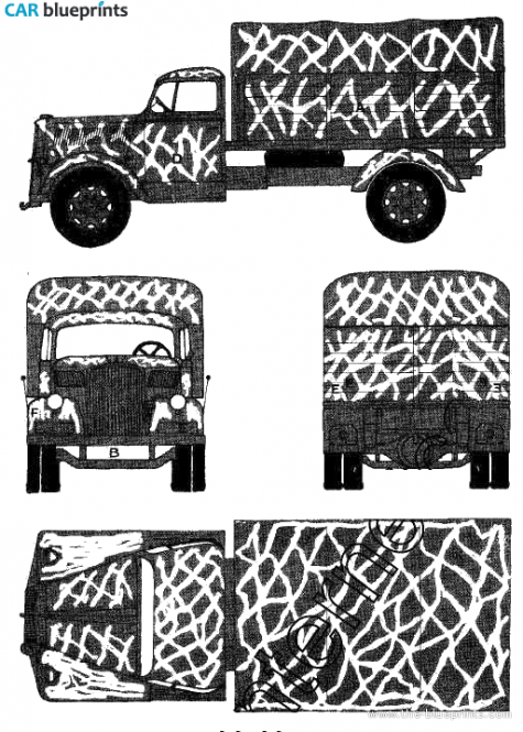 1941 Opel Blitz 3 t Truck blueprint