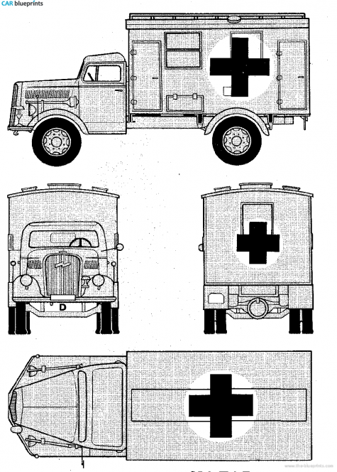 1941 Opel Blitz Ambulance Truck blueprint