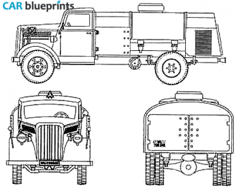 1930 Opel Blitz Fuel Tanker Truck blueprint