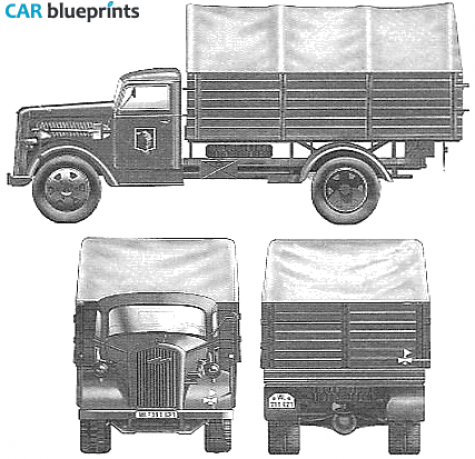 1939 Opel Blitz Kfz305 3t 4x2 Truck blueprint