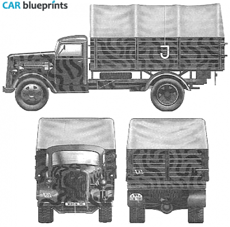 1939 Opel Blitz Kfz305 3t 4x2 Truck blueprint