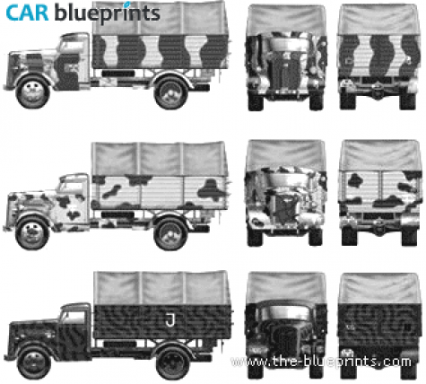 1941 Opel Blitz Kfz 305 3 ton Truck blueprint