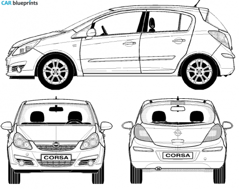 2007 Opel Corsa 5-door Hatchback blueprint