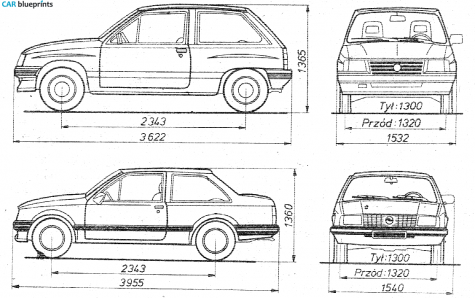 1982 Opel Corsa Sedan blueprint