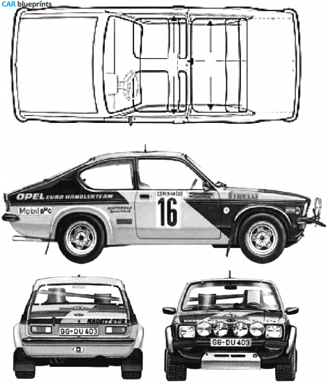 1973 Opel Kadett C GT E Rallye Coupe blueprint