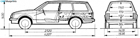 1979 Opel Kadett D Caravan Wagon blueprint