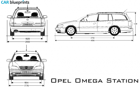 2000 Opel Omega Wagon blueprint