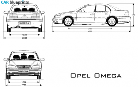 1999 Opel Omega Sedan blueprint