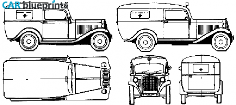 1938 Opel P4 Van blueprint