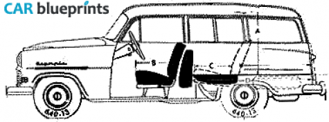 1956 Opel Olympia Rekord Wagon blueprint