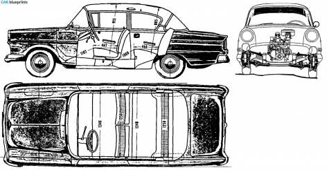 1958 Opel Rekord 2 door Sedan blueprint