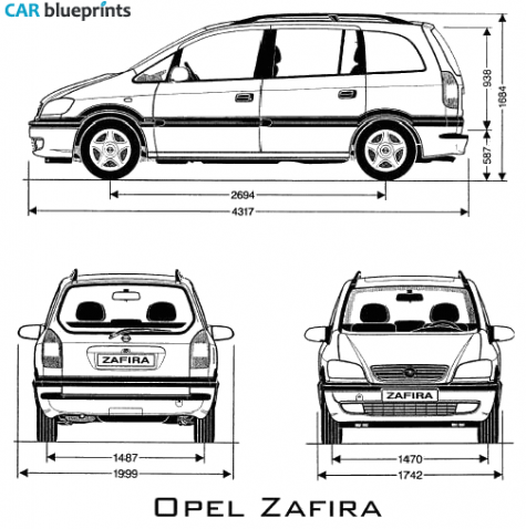 2005 Opel Zafira Minivan blueprint