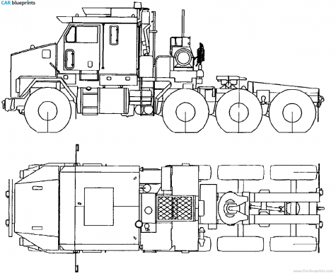 Oshkosh HET M1070 Truck blueprint