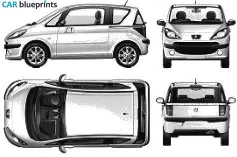 2006 Peugeot 107 3-door Hatchback blueprint