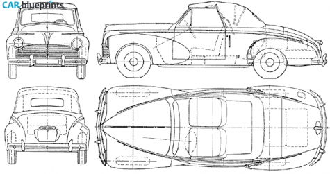 1950 Peugeot 203 Decapotable Cabriolet blueprint