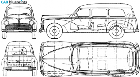 1950 Peugeot 203I Familiale Wagon blueprint