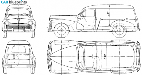 1950 Peugeot 203u Fourgonnette Wagon blueprint