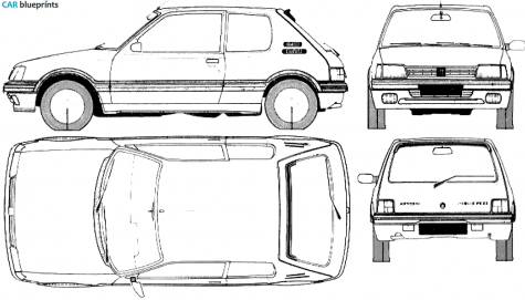 1983 Peugeot 205 3-door Hatchback blueprint