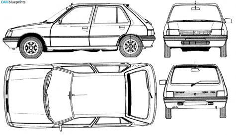 1983 Peugeot 205 5-door Hatchback blueprint