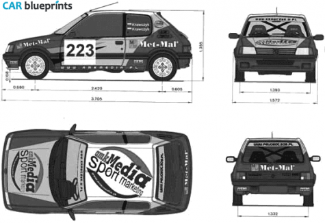 1993 Peugeot 205 GTi Hatchback blueprint