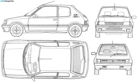 1983 Peugeot 205 GTI Hatchback blueprint