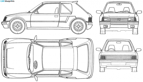 1970 Peugeot 205 Turbo Hatchback blueprint