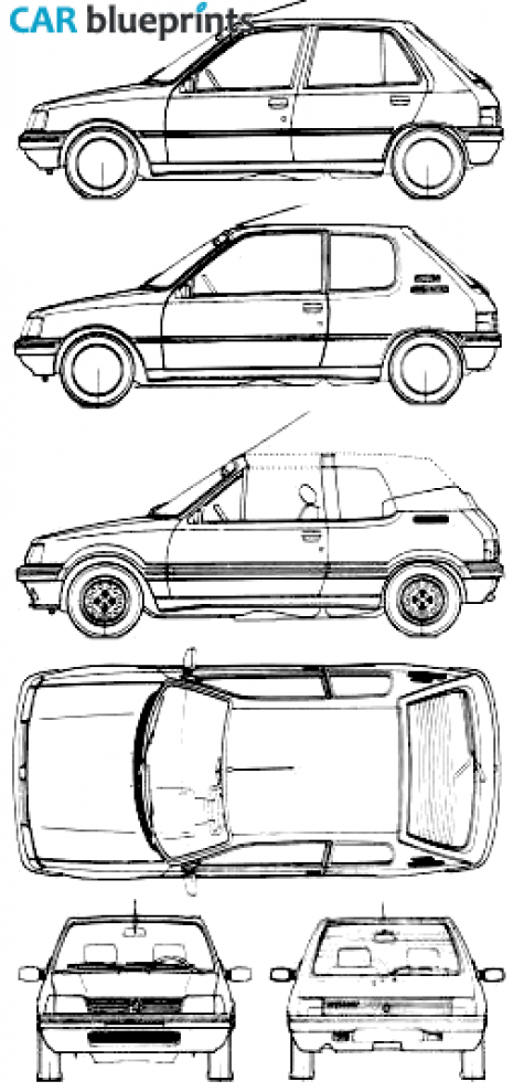 Peugeot 205 Cabriolet blueprint