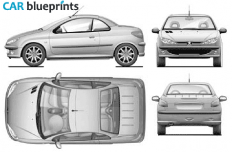 2000 Peugeot 206cc Coupe blueprint