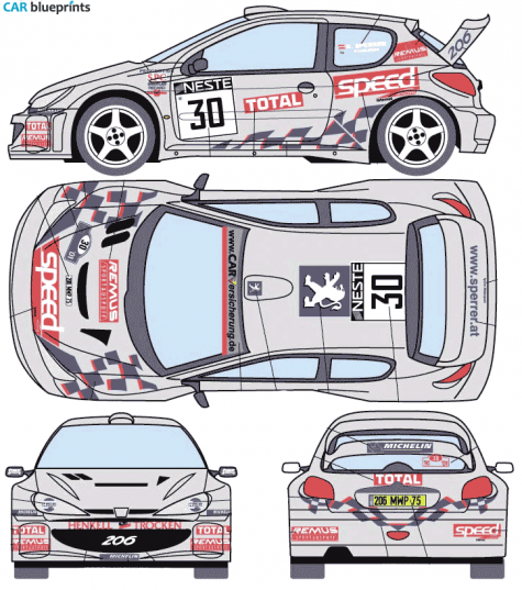 2006 Peugeot 206 Sedan blueprint