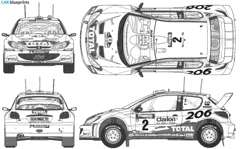 2002 Peugeot 206 WRC Hatchback blueprint