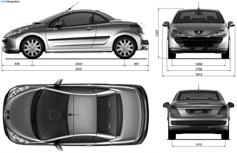 2007 Peugeot 207cc Coupe blueprint